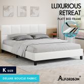ALFORDSON Bed Frame King Size Wooden Platform Mattress Base Boucle Fabric