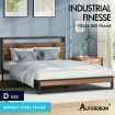 ALFORDSON Metal Bed Frame Double Size Industrial Platform Mattress Base Wood