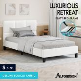 ALFORDSON Bed Frame Single Size Wooden Platform Mattress Base Boucle Fabric