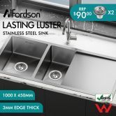 ALFORDSON Kitchen Sink Stainless Steel Drop in Flush Under Mount Bowl 1000X450MM