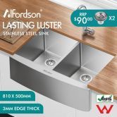 ALFORDSON Kitchen Sink Basin Stainless Steel Under Mount Double Bowl 810X500MM