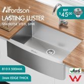 ALFORDSON Kitchen Sink Basin Stainless Steel Under Mount Single Bowl 810X500MM
