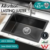 ALFORDSON Kitchen Sink Stainless Steel Drop in Flush Under Mount 450X300MM Black