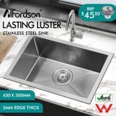 ALFORDSON Kitchen Sink Stainless Steel Drop in Flush Under Mount Bowl 450X300MM