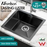 ALFORDSON Kitchen Sink Stainless Steel Drop in Flush Under Mount 440X440MM Black