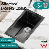 ALFORDSON Kitchen Sink Stainless Steel Drop in Flush Under Mount 250X450MM Black