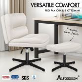 ALFORDSON Office Chair Computer Seat Cross-legged Work Ottoman Velvet Beige