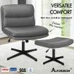 ALFORDSON Office Chair Computer Cross-legged Seat Work Ottoman PU Leather Grey