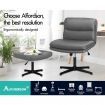 ALFORDSON Office Chair Computer Cross-legged Seat Work Ottoman PU Leather Grey