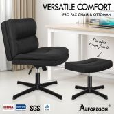 ALFORDSON Office Chair Computer Seat Cross-legged Work Ottoman Fabric Black