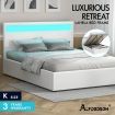 ALFORDSON Bed Frame King Size RGB LED Gas Lift Base Platform Storage White