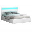 ALFORDSON Bed Frame King Size RGB LED Gas Lift Base Platform Storage White