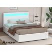 ALFORDSON Bed Frame King Size RGB LED Gas Lift Base Platform Storage White