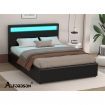 ALFORDSON Bed Frame King Size RGB LED Gas Lift Base Platform Storage Black