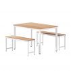Artiss Dining Table and Chairs Set 3PCS Metal Desk Bench Sets Kitchen Furniture