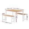 Artiss Dining Table and Chairs Set 3PCS Metal Desk Bench Sets Kitchen Furniture