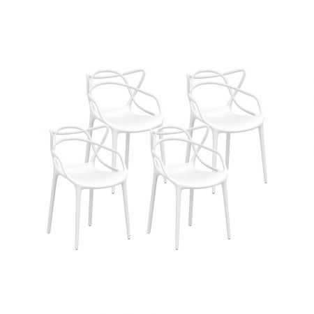 Gardeon 4PC Outdoor Dining Chairs PP Portable Stackable Chair Patio Furniture White