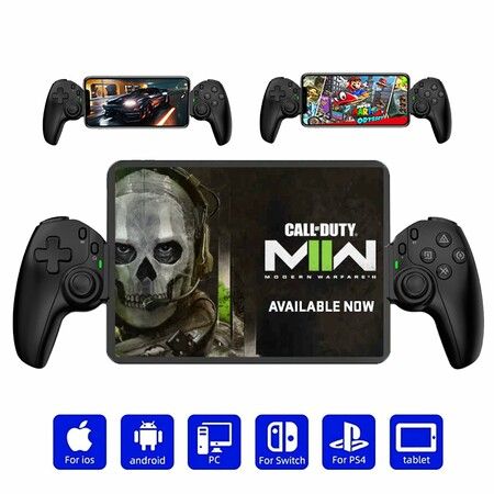 Expandable 130-280mm Game Controller with semiconductor cooling fan iPhone Android iPad Tablet NSSwitch PS4 PS5 Xbox Col.Black