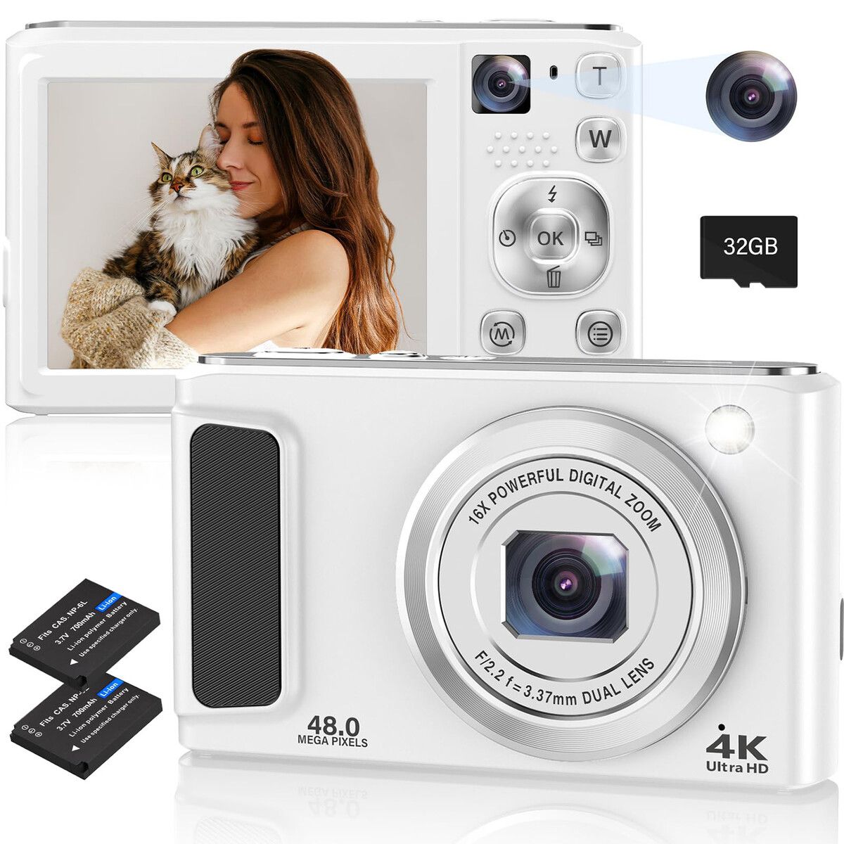 4K Digital Camera,48MP Autofocus Cameras,Vlogging Compact Camera with ...