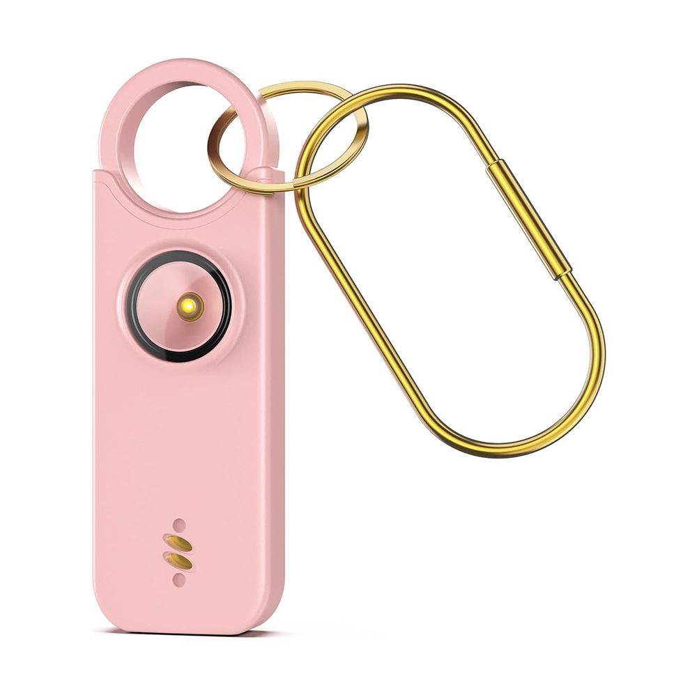 Personal Safety Alarm for Women, Travel Safety Keychains Siren Whistle, Loud Alarm, LED Strobe Light, Pink