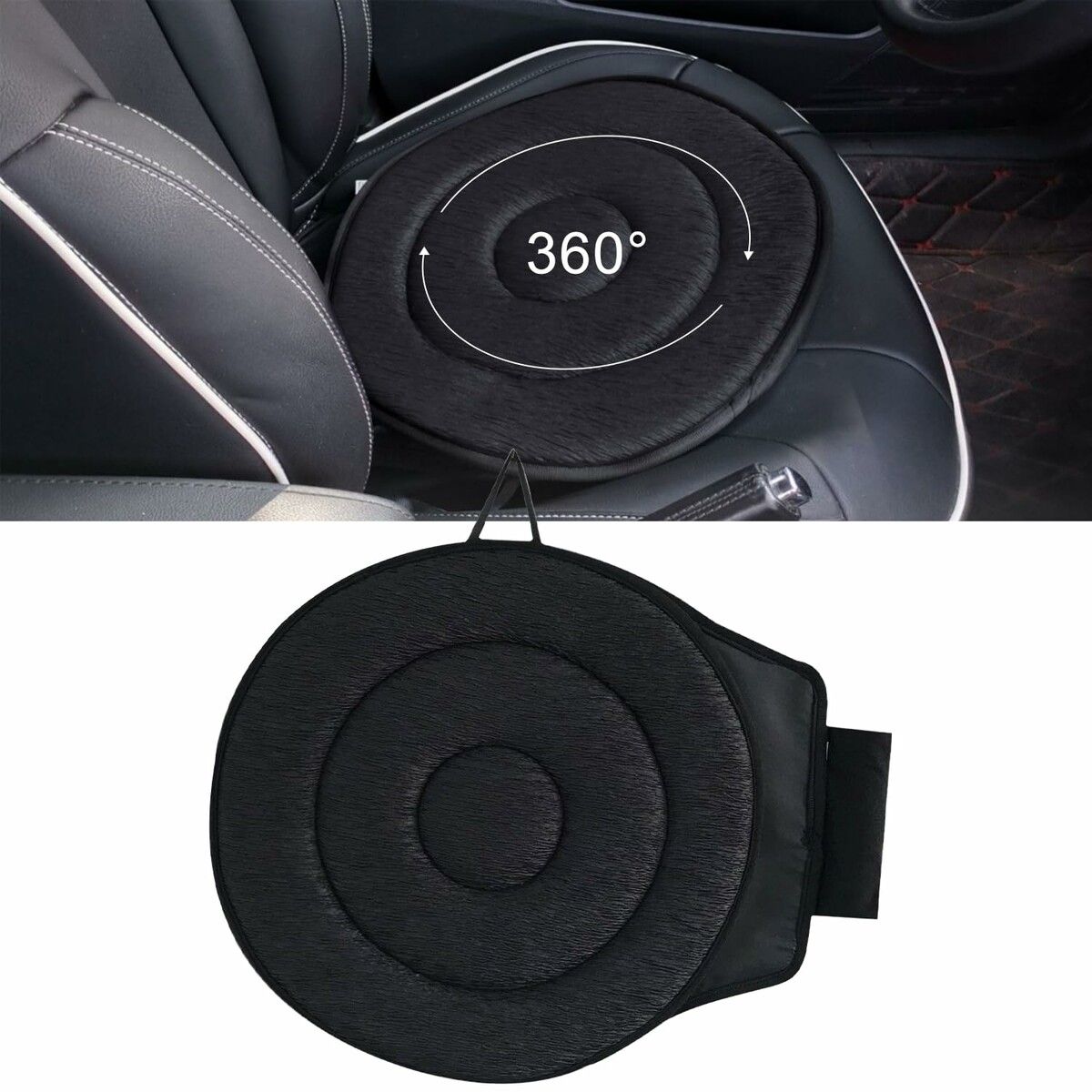 360 Rotating Seat Cushion for Car,Swivel Seat Cushion for Car for Elderly,360 Degrees Swivel Car Seat for Elderly Support,Non Slip,Memory Foam,Ergonomic Design (Black)