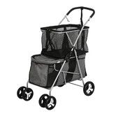 Pet Stroller 2-Tier Dog Cat Carrier Foldable