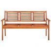 3-Seater Garden Bench with Cushion 150 cm Solid Eucalyptus Wood