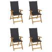 Garden Reclining Chairs 4 pcs with Cushions Solid Acacia Wood