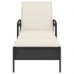 Sun Lounger with Cushion Black 63x200x81 cm Poly Rattan