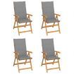 Garden Chairs 4 pcs with Grey Cushions Solid Teak Wood