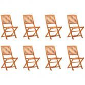 Folding Garden Chairs 8 pcs Solid Eucalyptus Wood