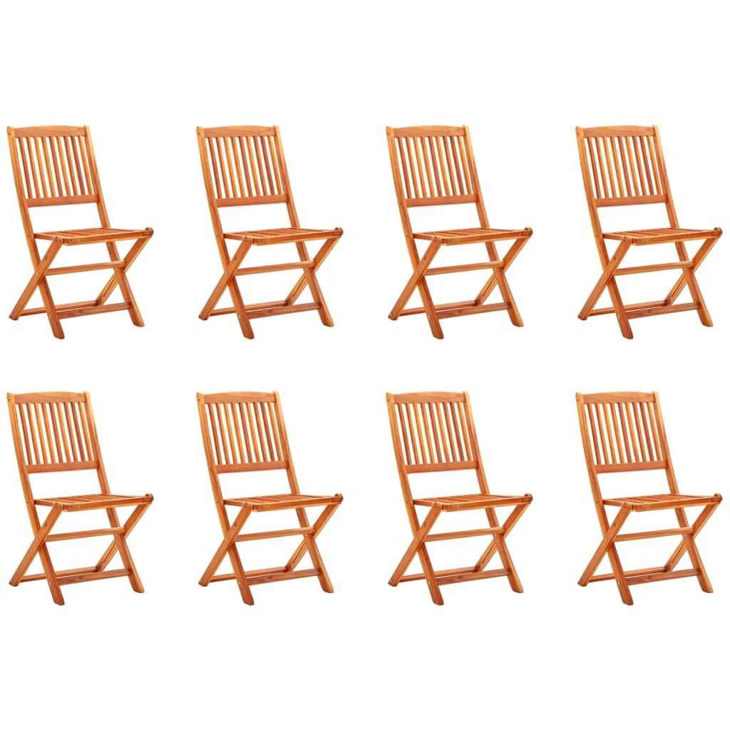 Folding Garden Chairs 8 pcs Solid Eucalyptus Wood