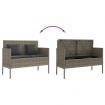 Garden Bench with Cushions Grey Poly Rattan