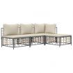 4 Piece Garden Lounge Set with Cushions Anthracite Poly Rattan