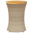 Garden Side Table Drum Shape Beige Poly Rattan and Solid Wood