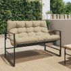 Garden Bench with Cushion Taupe 113 cm Steel