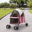 Pet Stroller Dog Cat Carrier Foldable Pink