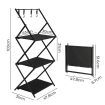 Foldable Camping Storage Shelves 3 Layer with Hooks Black