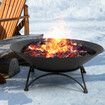 2IN1 Fire Pit Bowl Firepit Garden Black