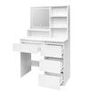 Makeup Vanity Table Dressing Desk White Dresser Modern Bedroom Furniture with Mirror LED Light Strip 4 Drawers 3 Compartments 3 Lighting Colours