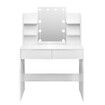 Hollywood Makeup Table Vanity Dresser White Dressing Desk Bedroom Furniture with 10 LED Lighted Mirror 3 Lighting Colours 2 Drawers 6 Shelves