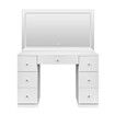 XL Size Vanity Makeup Table White Dresser Desk Bedroom Dressing Furniture with Mirror LED Light Strip 7 Storage Drawers 3 Lighting Colours