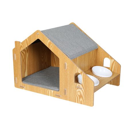 Wooden Pet House Cat Kennel Elevated