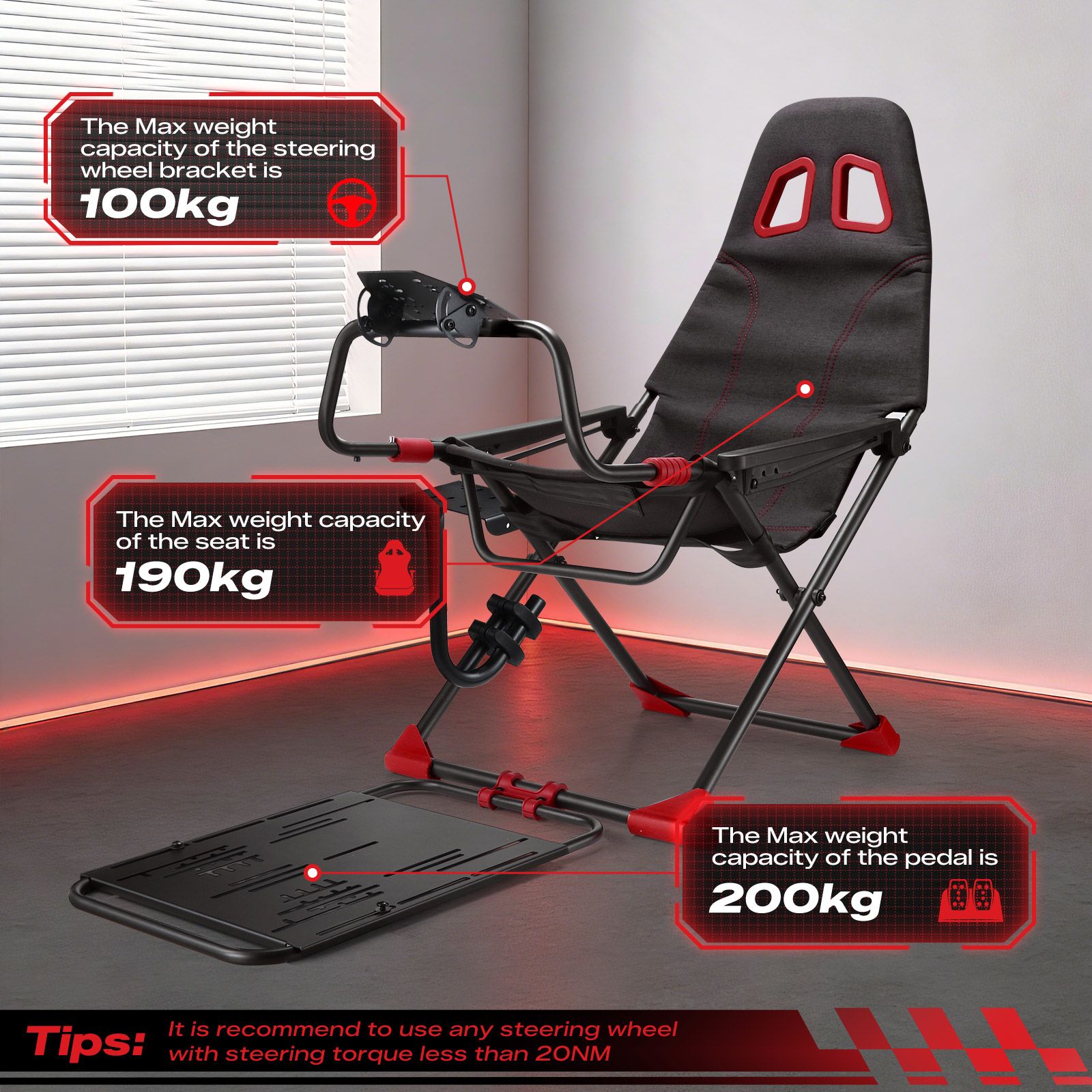 Racing Simulator Wheel Stand Sim Steering Gaming Adjustable Foldable Seat Cockpit Game Accessories Logitech G25 G902 Fanatec Thrustmaster MOZA