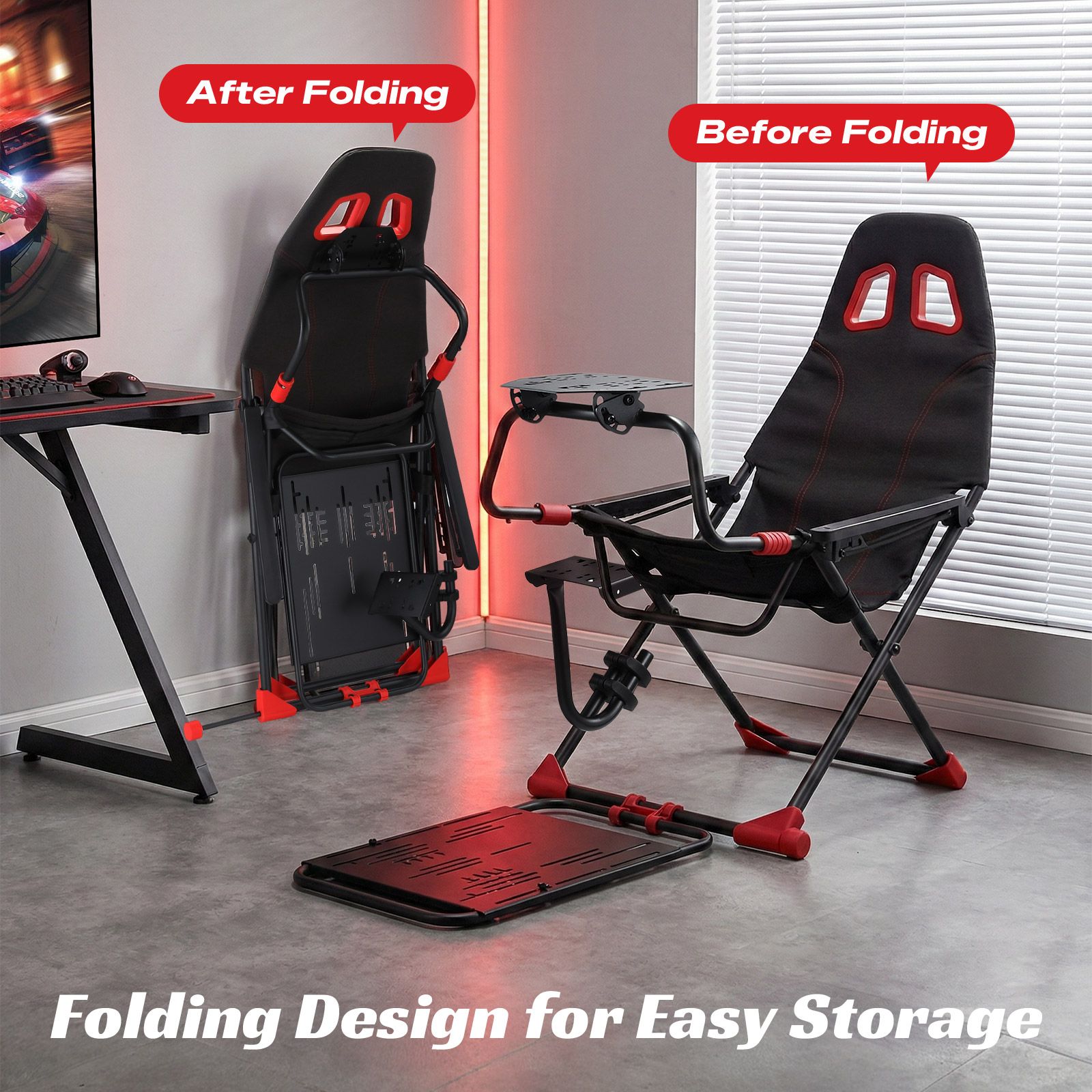 Racing Simulator Wheel Stand Sim Steering Gaming Adjustable Foldable Seat Cockpit Game Accessories Logitech G25 G902 Fanatec Thrustmaster MOZA