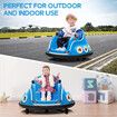 Electric Bumper Car Kids Ride On Toy RC Cars Race Vehicle Parental Remote Control 360 Degree Spin Led Lights Music Safe Joystick 6V Battery Blue