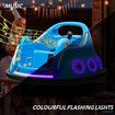 Electric Bumper Car Kids Ride On Toy RC Cars Race Vehicle Parental Remote Control 360 Degree Spin Led Lights Music Safe Joystick 6V Battery Blue