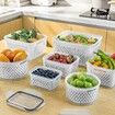5PCS Large Fruit Containers for Fridge,Leakproof Food Storage Containers with Removable Colander,Dishwasher Microwave Safe Produce Containers Keep Fruits,Vegetables,Berry,Meat Fresh longer