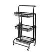 3 Tier Kitchen Trolley Cart Swivel Black Colour