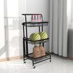 3 Tier Kitchen Trolley Cart Swivel Black Colour